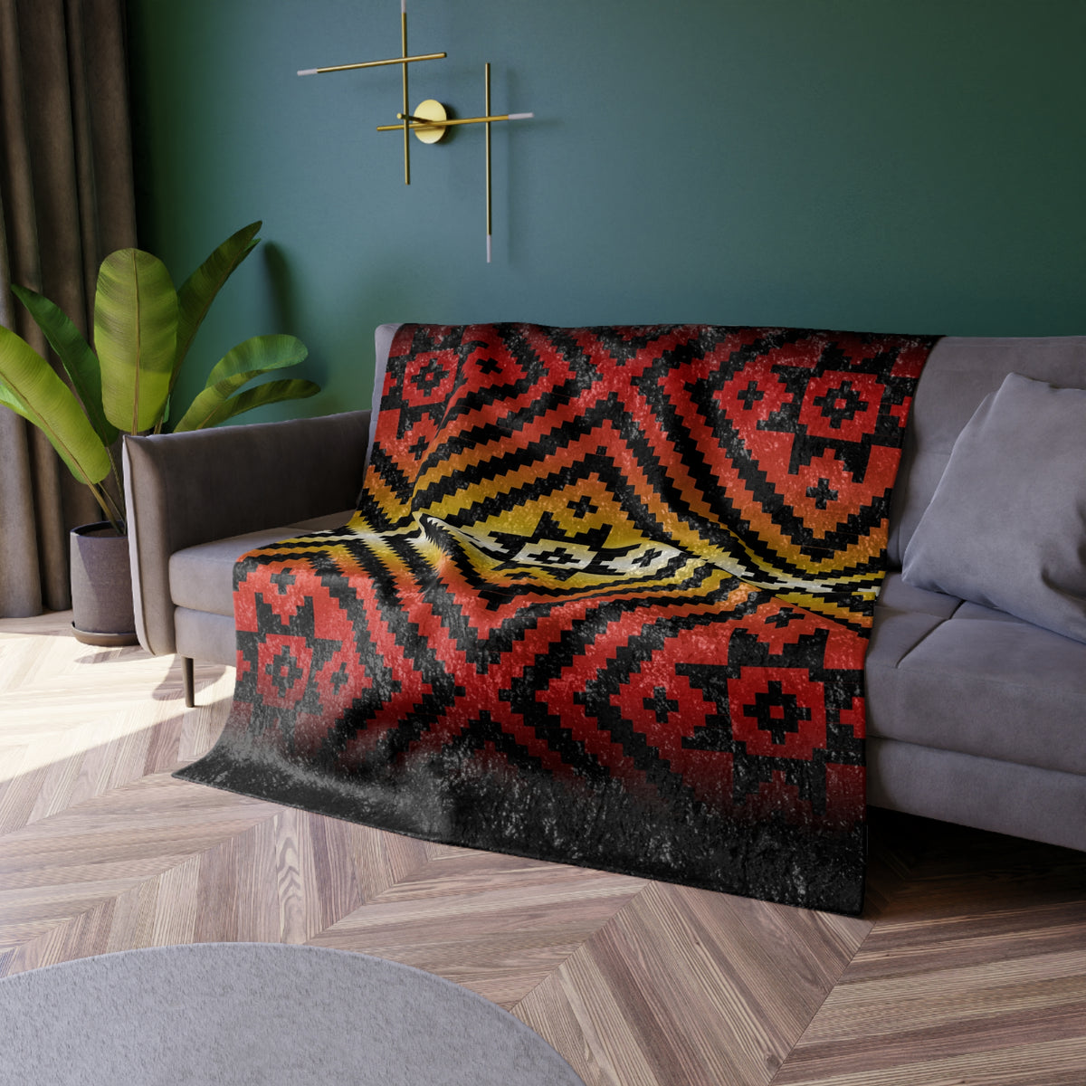 Noonday Sun Fire Color - Crushed Velvet Blanket