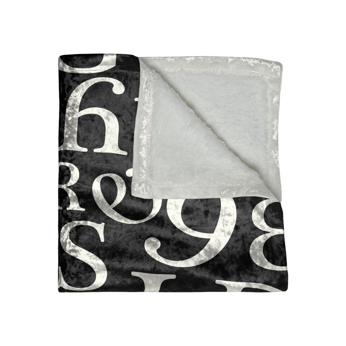 Black and White Syllabary - Crushed Velvet Blanket
