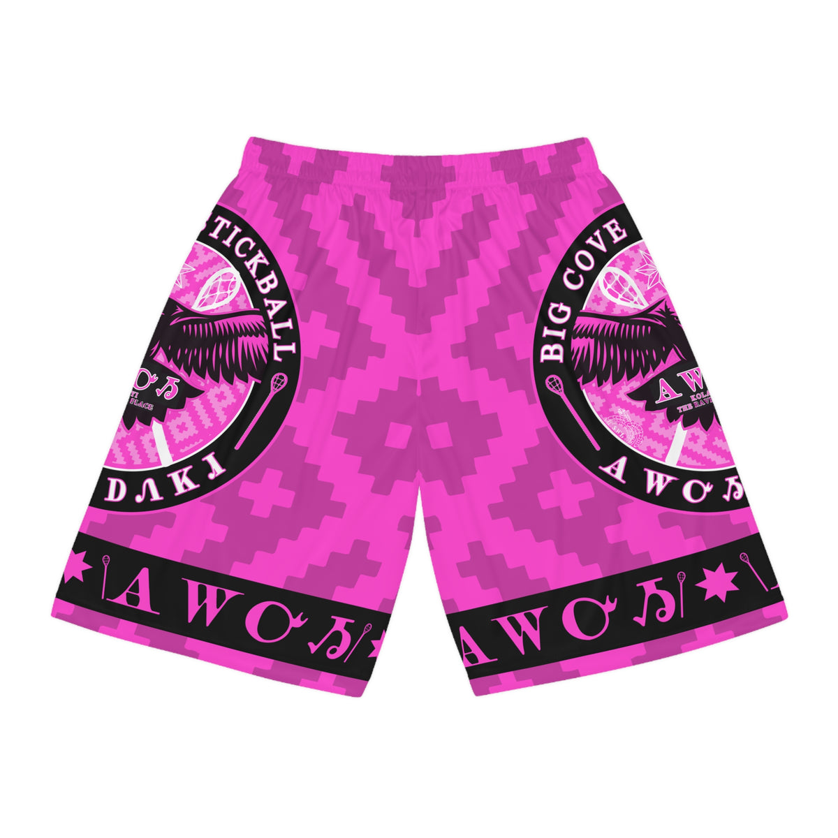Pink Pickleball Shorts — Big Cove Awoh Logo All-Over Print