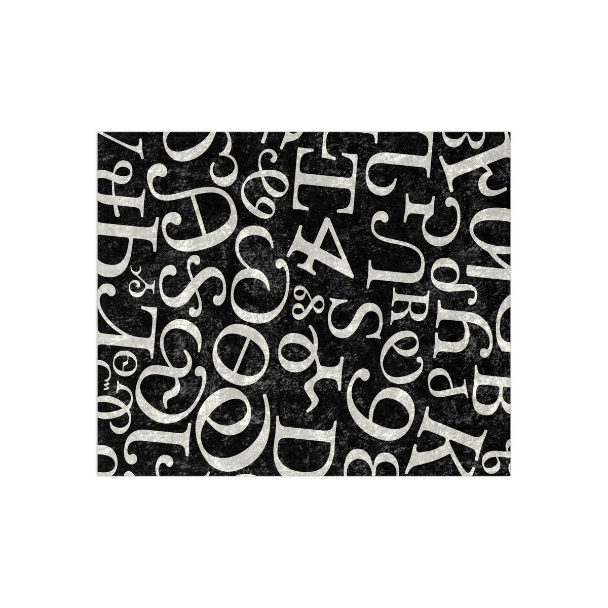 Black and White Syllabary - Crushed Velvet Blanket