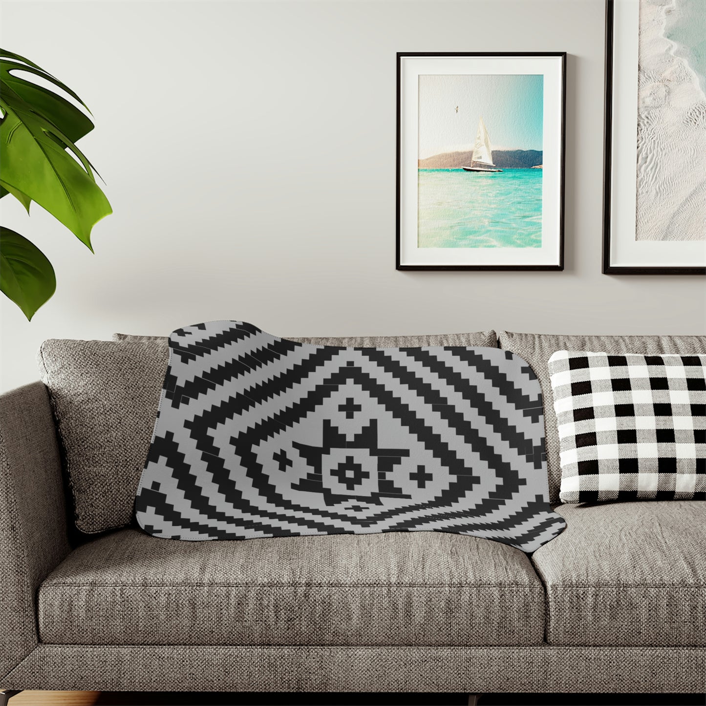 Gray Noonday Sun Sherpa Blanket