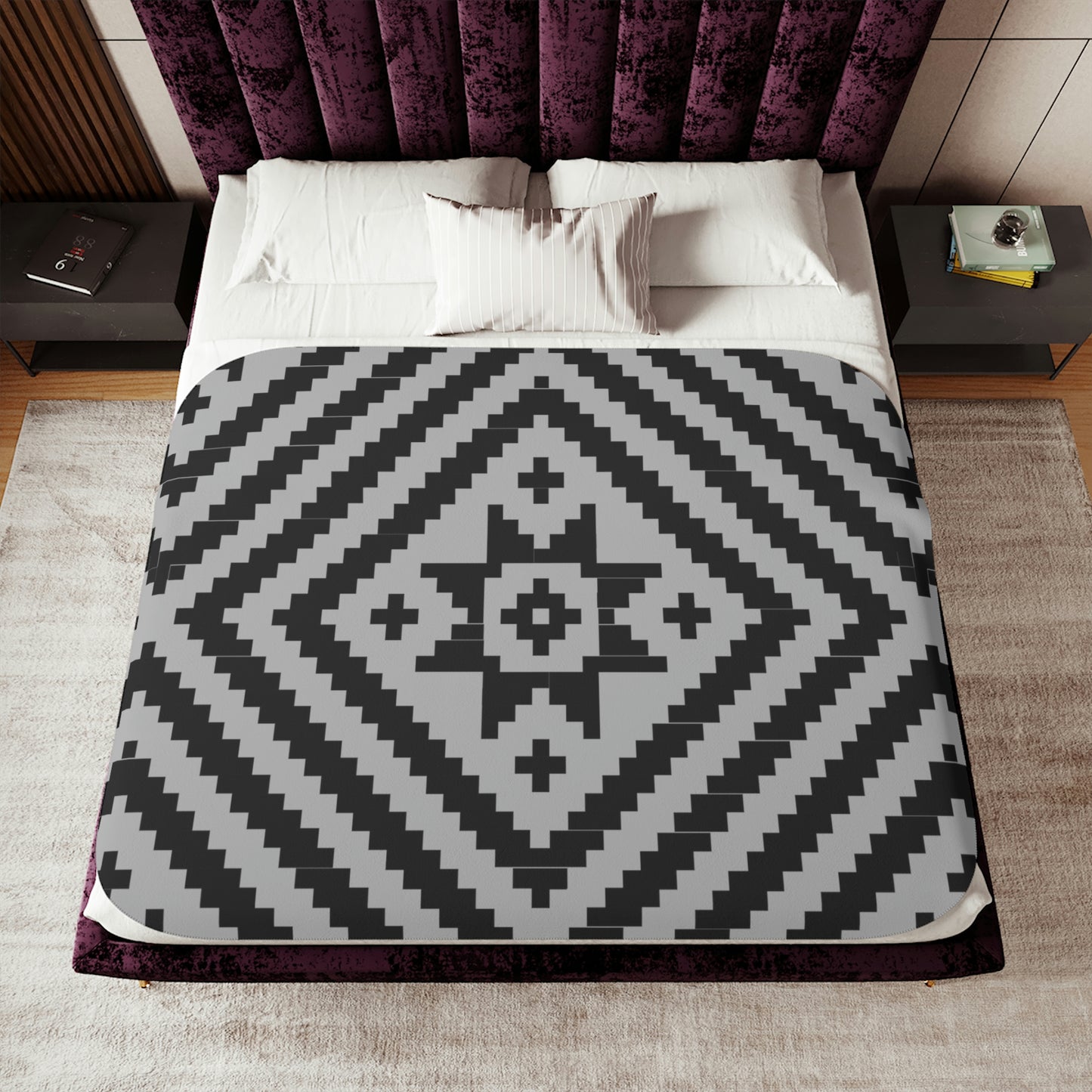 Gray Noonday Sun Sherpa Blanket