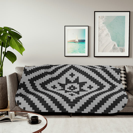 Gray Noonday Sun Sherpa Blanket